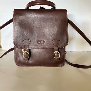 Vintage GRUPPO GIORGIO 1966 Made in Italy Brown Leather Convertible Backpack